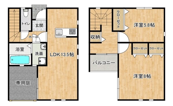 京口駅 徒歩15分 1-2階の物件間取画像